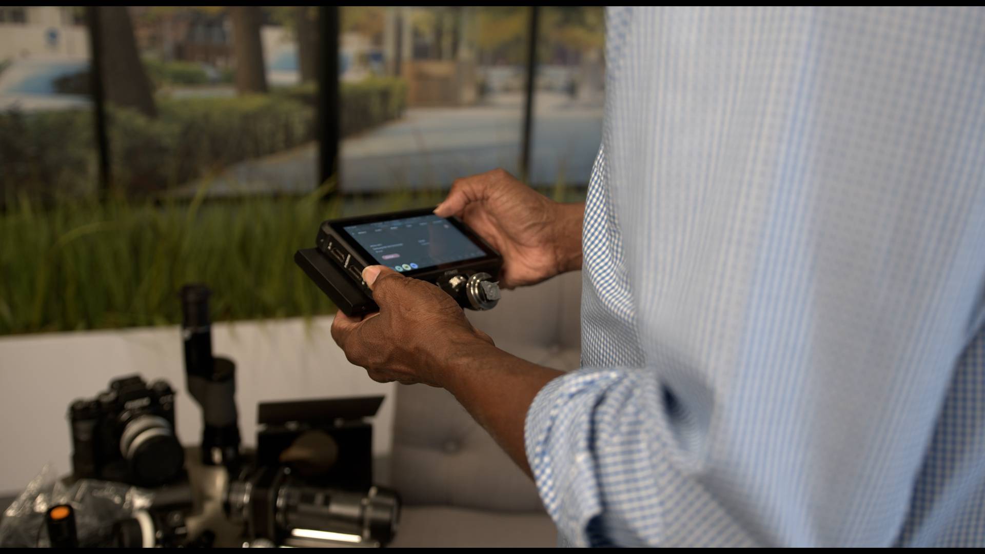 Elias Acosta with an external recorder