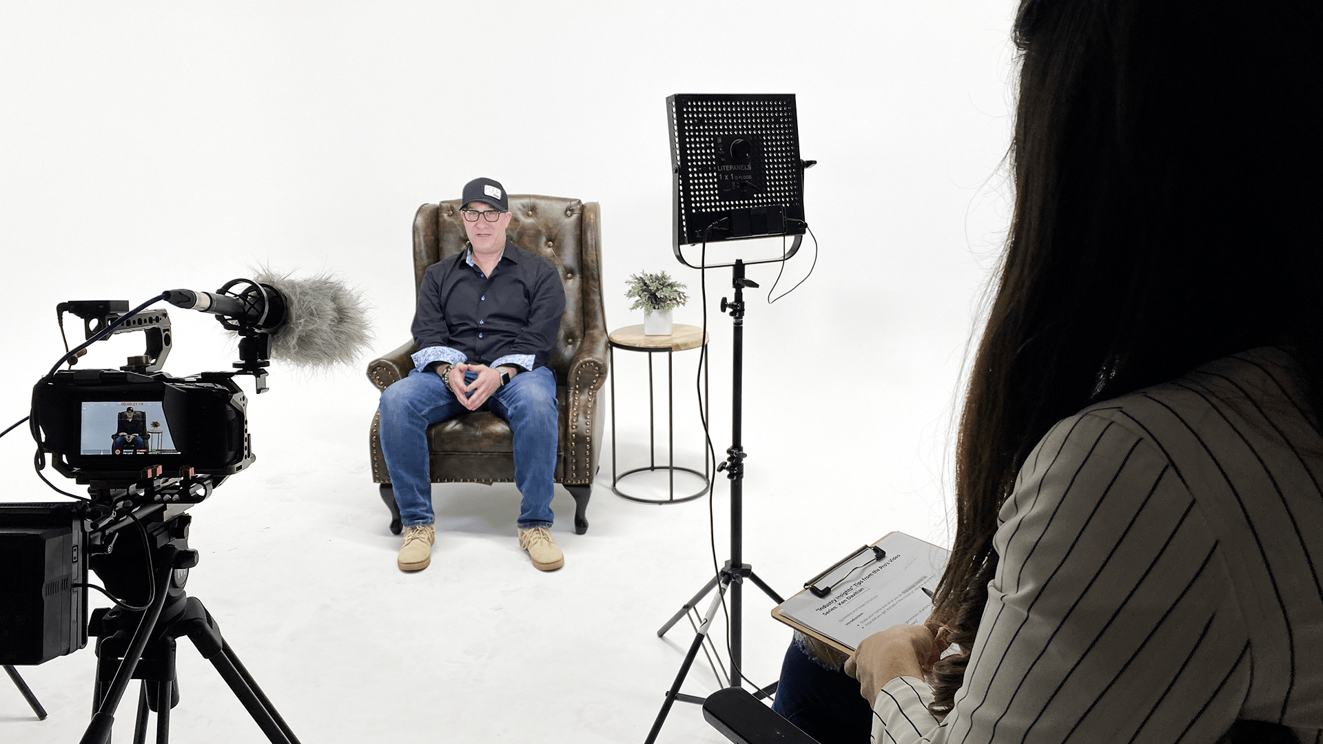 Jae Benjamin on set at The Film Hub