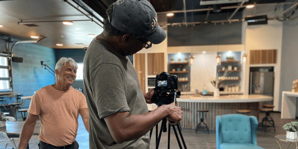 Jim Ellis & Elias Acosta behind the scenes of a video shoot at The Film Hub