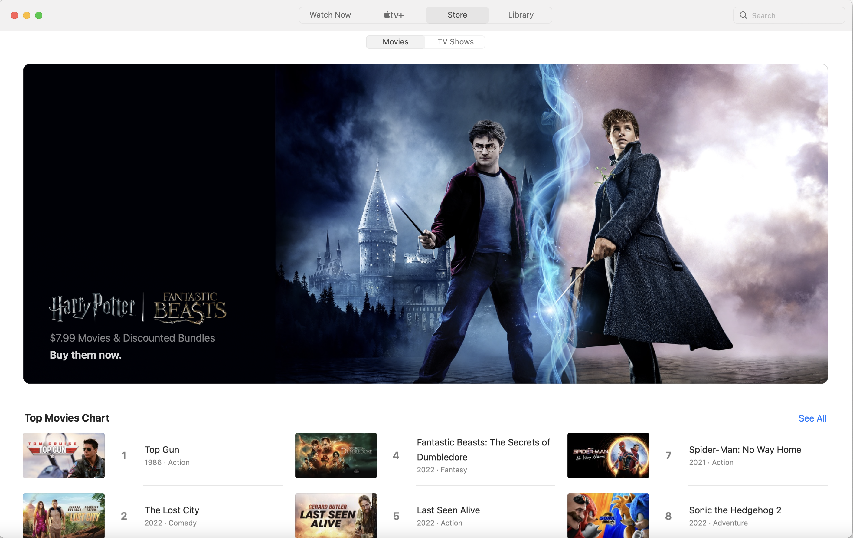 iTunes storefront showcasing Harry Potter series