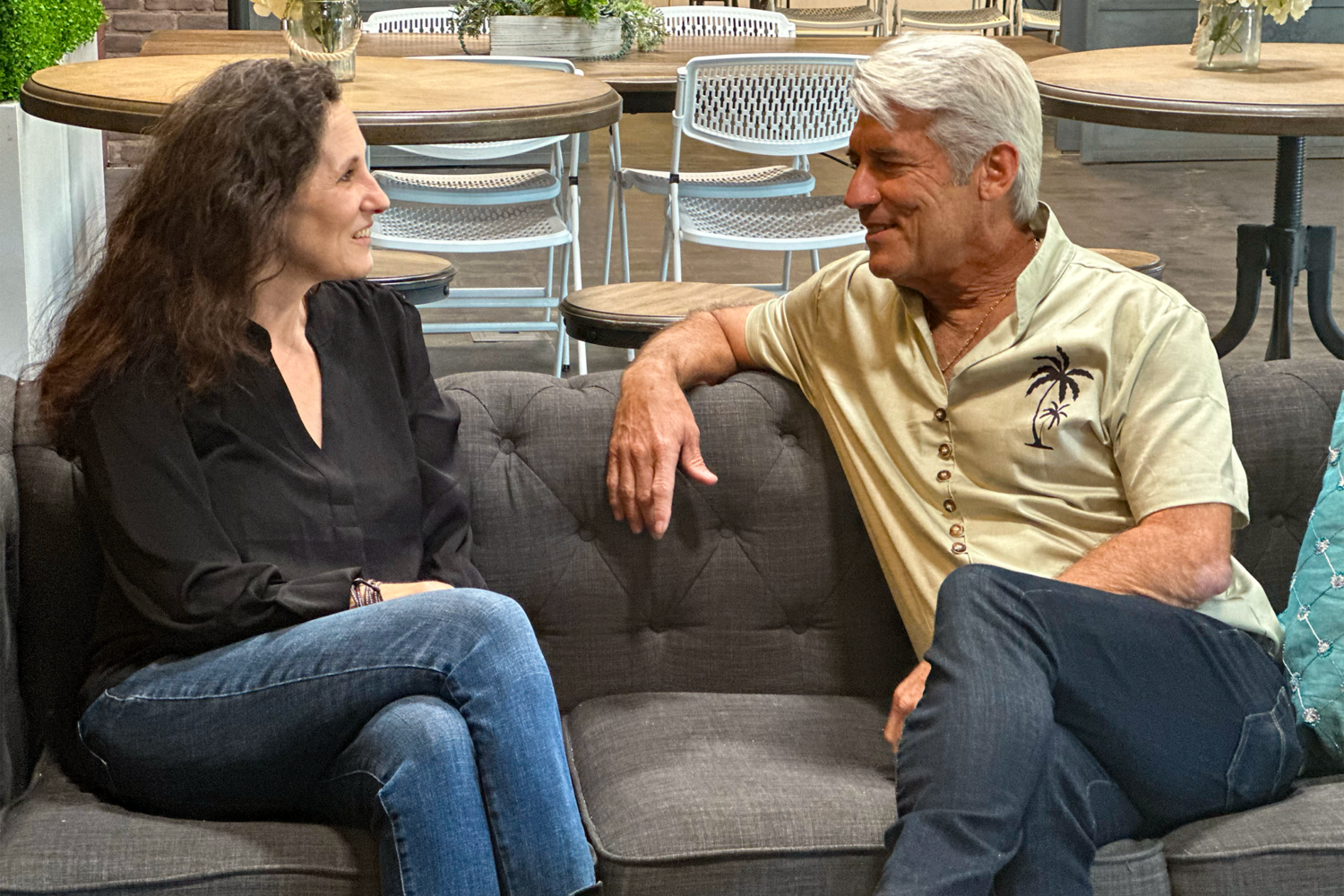 Karin Fittante and Jim Ellis sitting down at The Film Hub