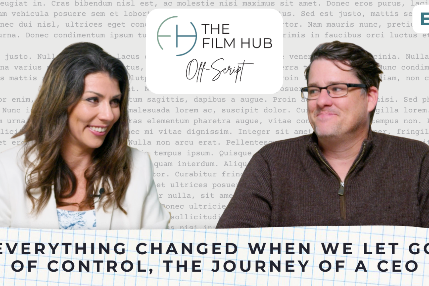 podcast thumbnail for the first episode of the The Film Hub Off-Script podcast with hose Lauren Fehlhaber and guest Jeff Fox
