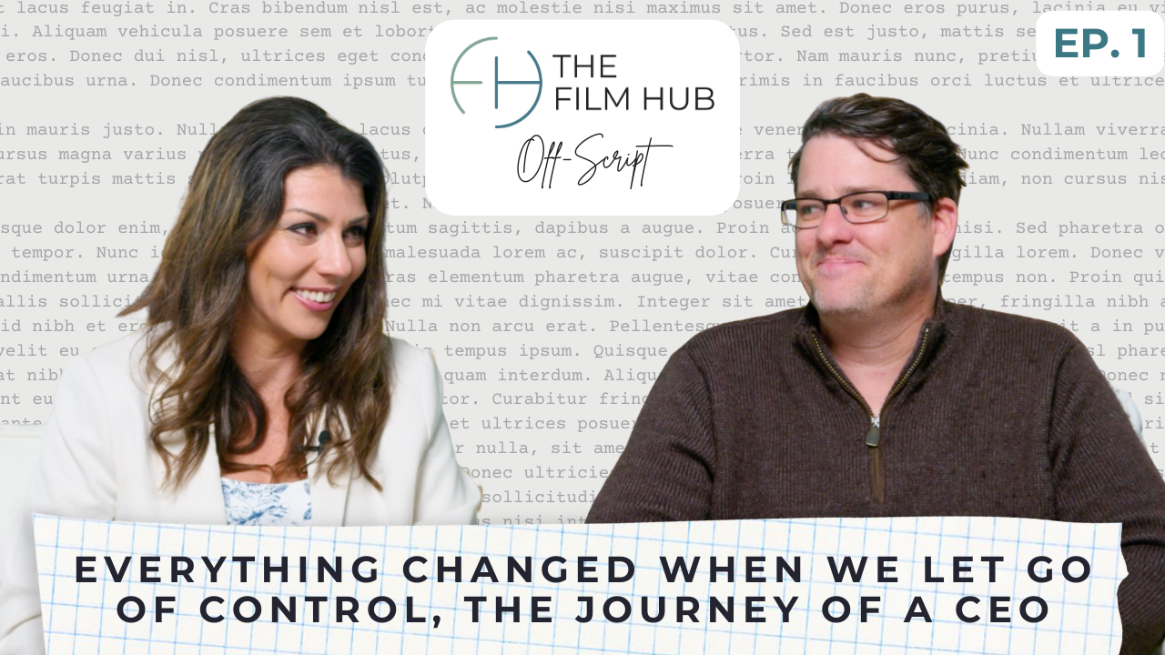 podcast thumbnail for the first episode of the The Film Hub Off-Script podcast with hose Lauren Fehlhaber and guest Jeff Fox